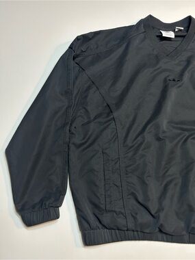 Adidas Originals Vintage V-Neck Windshirt Pullover Jacket Black Tonal Trefoil